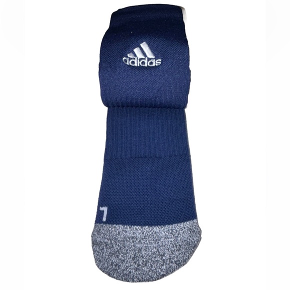 Adidas 5 Star Team Crew Socks 1 Pair Men 12-16 Navy w White Logo Cushioned NEW! - Picture 8 of 10